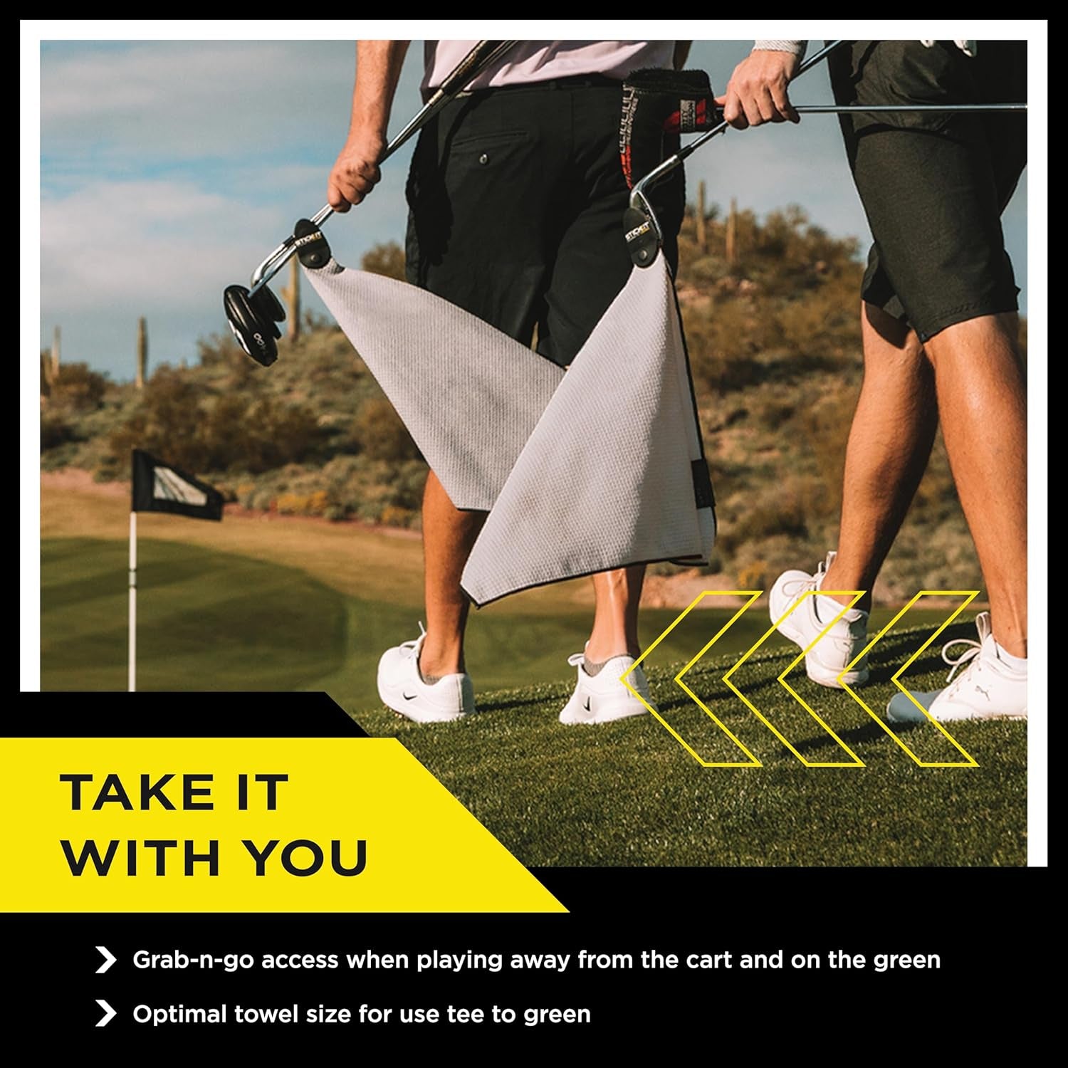 Gray Magnetic Golf Towel | Premium Microfiber with Deep Waffle Pockets | Durable Magnet for Secure Attachment to Golf Carts or Clubs