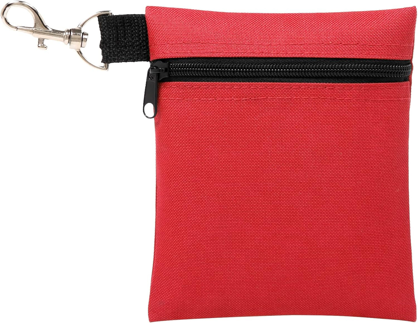 Professional Golf Tee Pouch, 5.62 x 6.87 Inch Zippered Bag with Metal Lobster Claw Clip