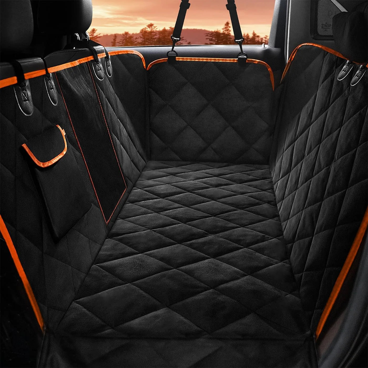 š¾ Premium Dog Car Seat Cover ā Waterproof, Nonslip & Scratchproof Hammock for Back Seat with Mesh Window and Storage Pockets ā Heavy Duty Pet Seat Protector for Cars, SUVs & Trucks (Black)