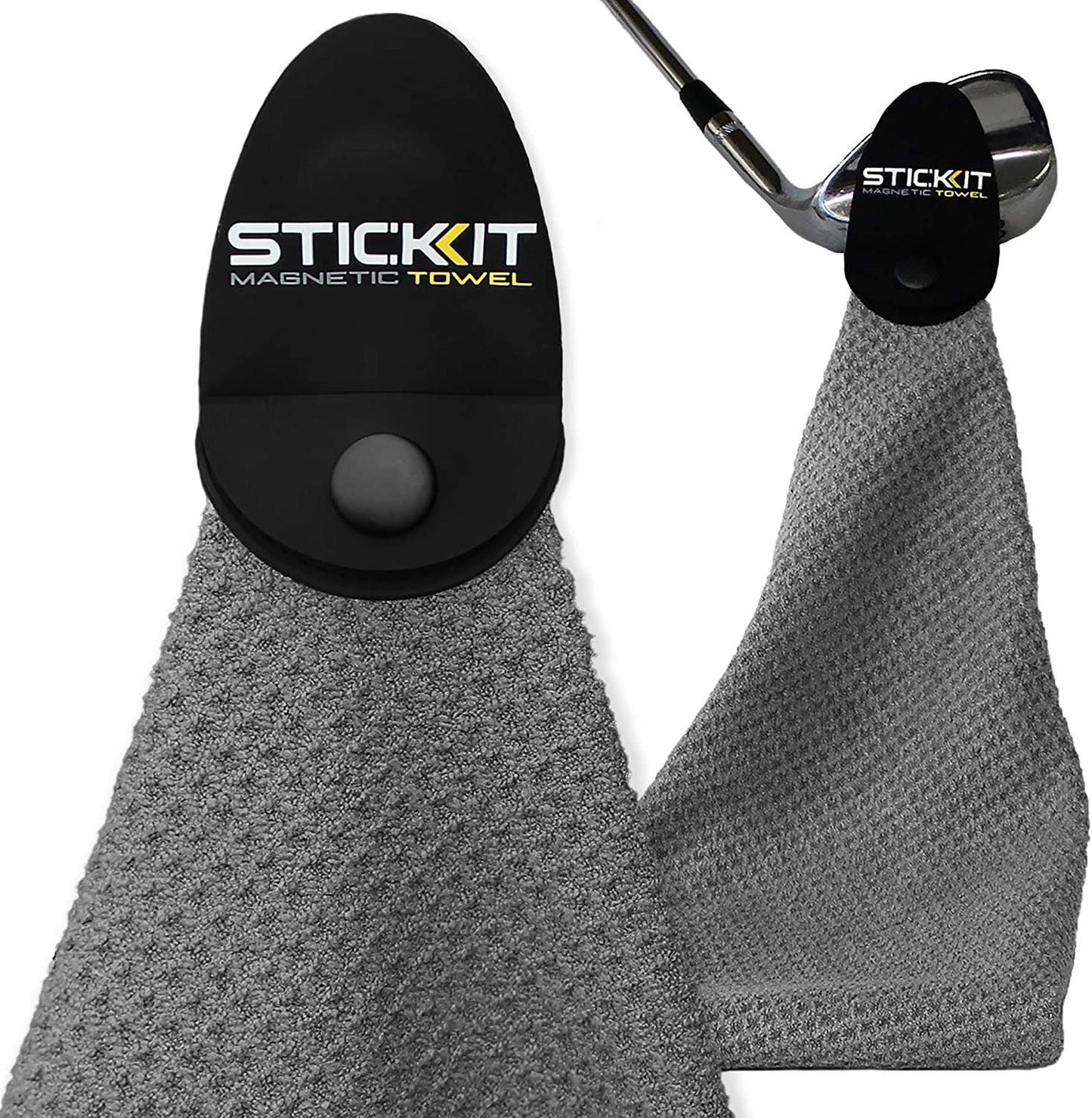 Gray Magnetic Golf Towel | Premium Microfiber with Deep Waffle Pockets | Durable Magnet for Secure Attachment to Golf Carts or Clubs