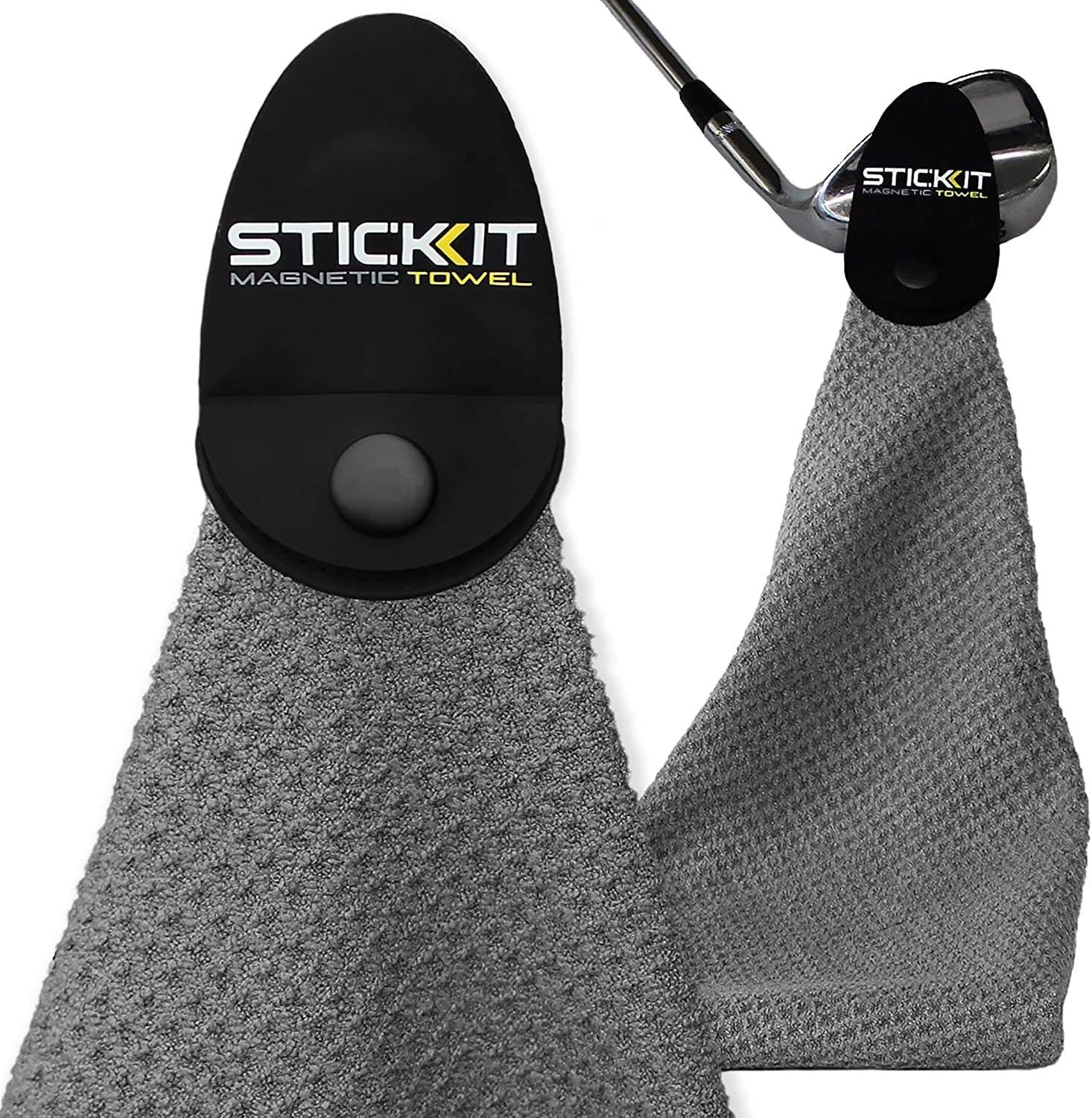 Gray Magnetic Golf Towel | Premium Microfiber with Deep Waffle Pockets | Durable Magnet for Secure Attachment to Golf Carts or Clubs
