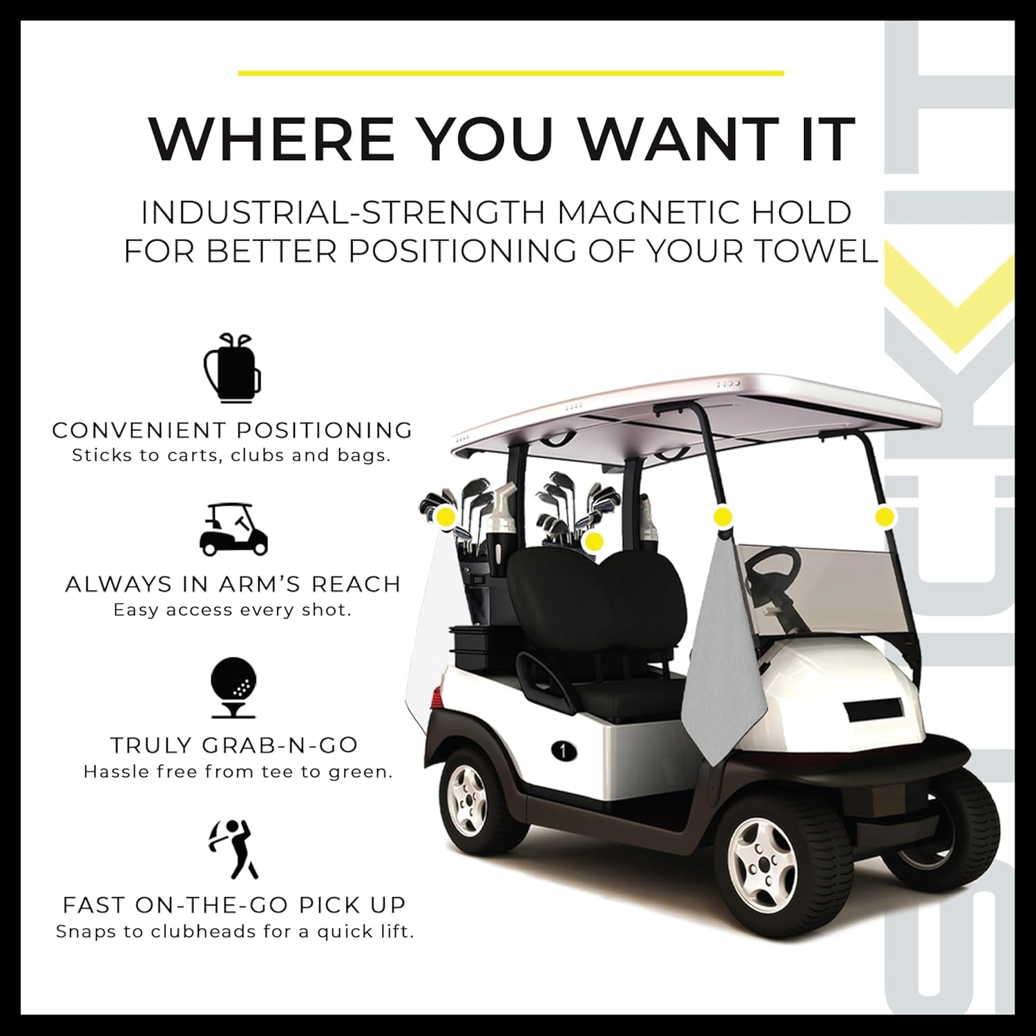 Gray Magnetic Golf Towel | Premium Microfiber with Deep Waffle Pockets | Durable Magnet for Secure Attachment to Golf Carts or Clubs