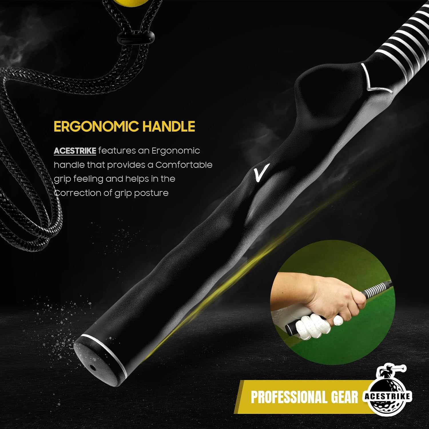 Golf Rope Swing Trainer, Golf Tyro Posture Corrector Professional Golf Training Aid, Master Tempo Golf Warm-Up Practice Equipment with Weighted Ball for Golfers of All Levels