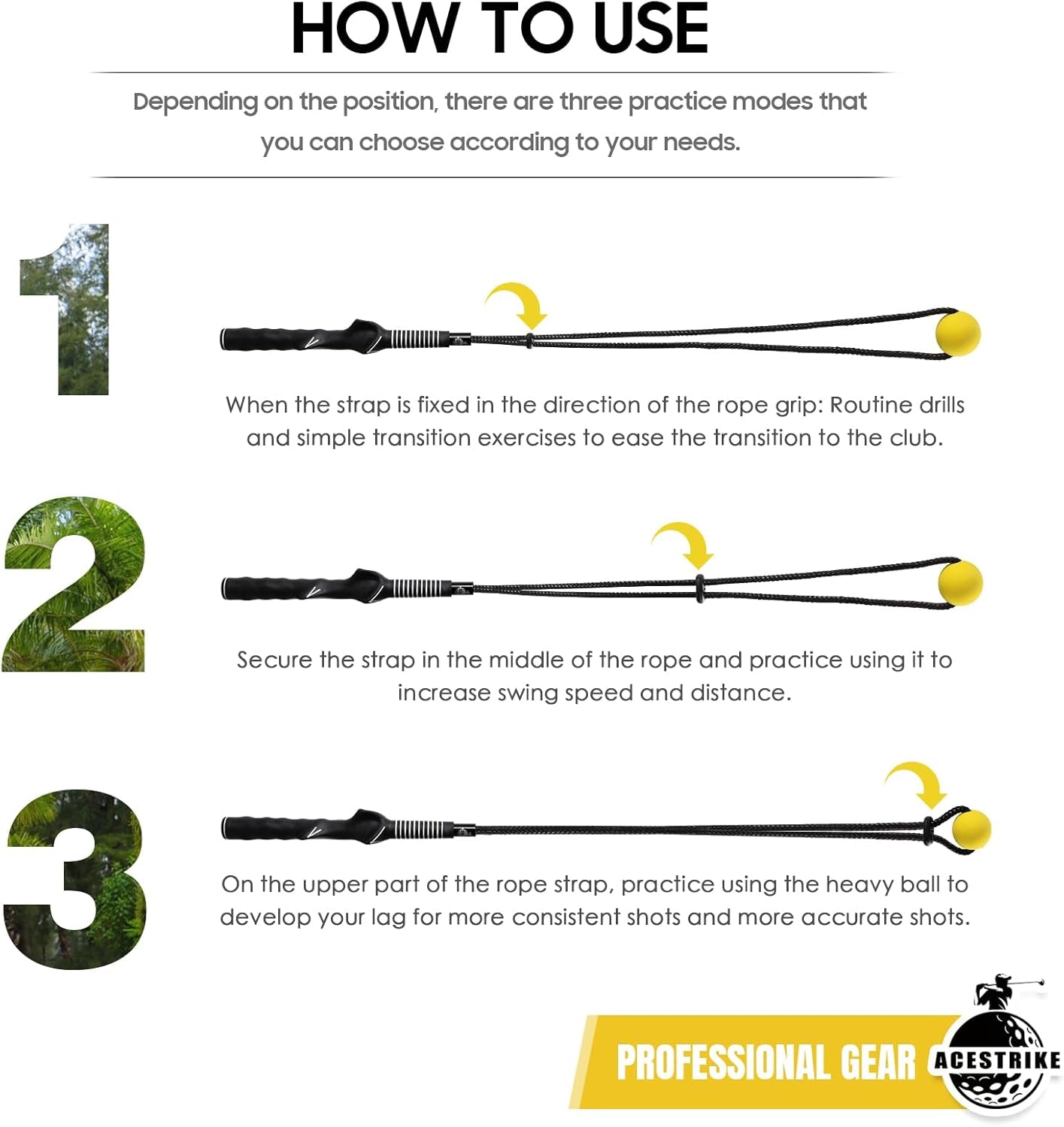 Golf Rope Swing Trainer, Golf Tyro Posture Corrector Professional Golf Training Aid, Master Tempo Golf Warm-Up Practice Equipment with Weighted Ball for Golfers of All Levels